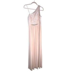 2/$35 NWT Adrianna Papell Size 14 One-Shoulder Lace Maxi Dress  Pink Formal